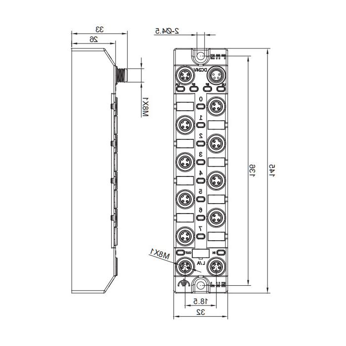 M8 interface、multi-protocol bus module、8DI/DO adaptive configuration、 NPN、007EA3