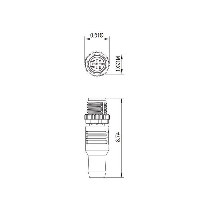 M12 5Pin、直型公头、CC-Link终端电阻、0C4R31