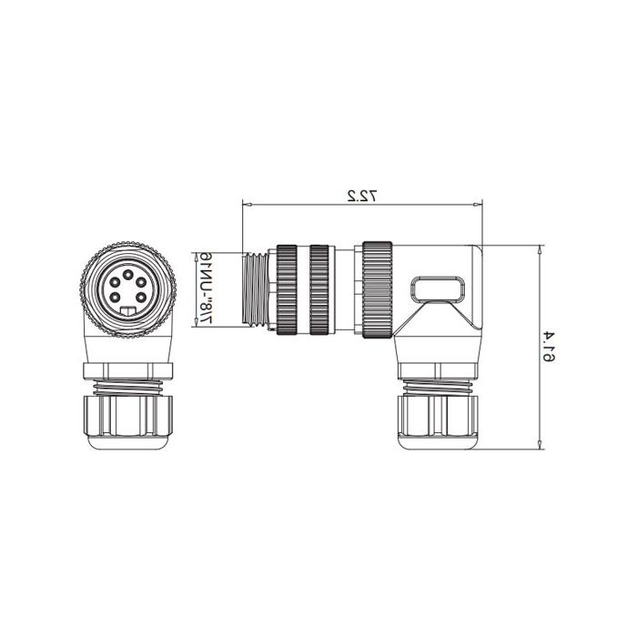 7/8” 5Pin、公头90°、螺钉连接、0PF023